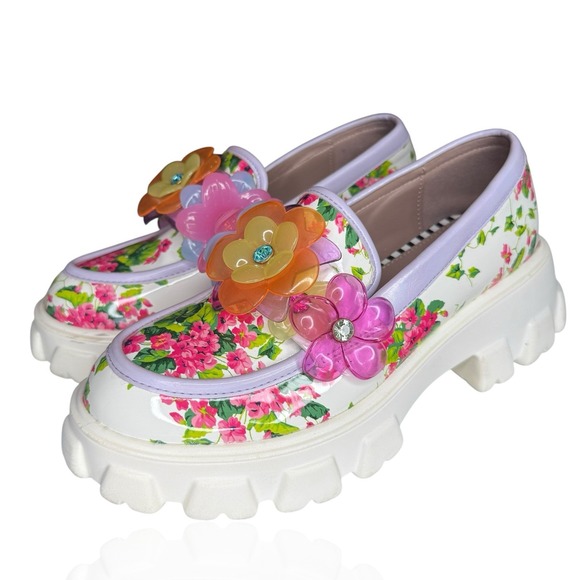 Betsey Johnson Shoes - Betsey Johnson Vinie Lug Platform Shoes Women's US Size 8 Multi Floral Loafer